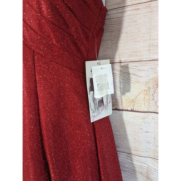 Honey & Rosie- NWT Red Shimmer Halter Cut Semi/Formal Dress -XS - Picture 5 of 8